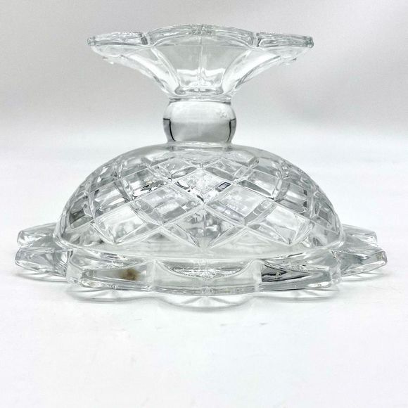 1940s Vintage Polonia Flower Shaped 24% Lead Crystal Compote Bowl Vase - Picture 7 of 12